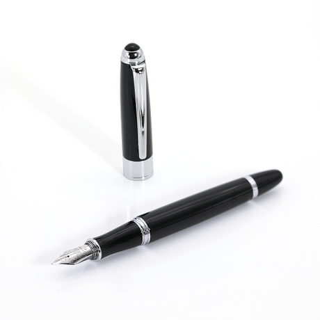 V-1 Metal Business Customs High Quality Luxury Black Fountain Pen